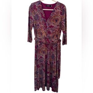Ralph Lauren Black Label Magenta Paisley wrap Dress